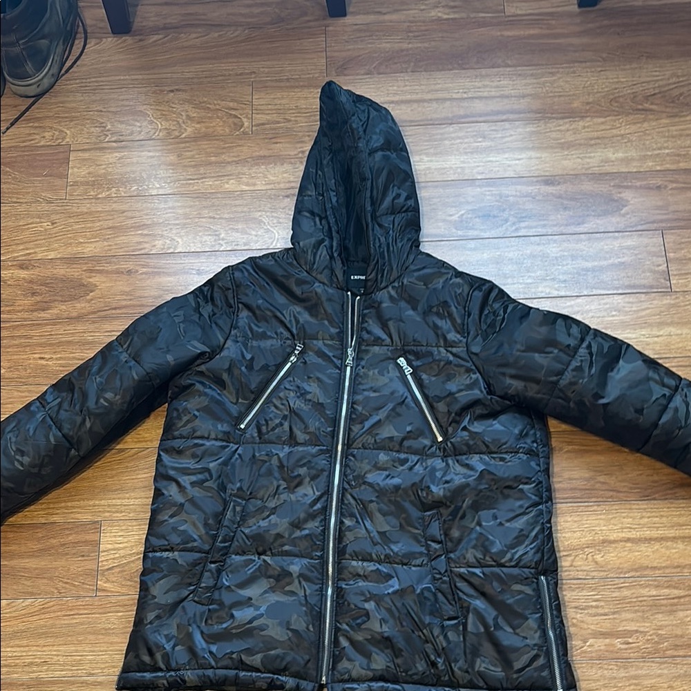 Black Camo Hooded Jacket